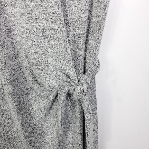 Gap Dress Womens Small Midi Gray Heather Tie Waist Stretchy Short Sleeve - Picture 3 of 10